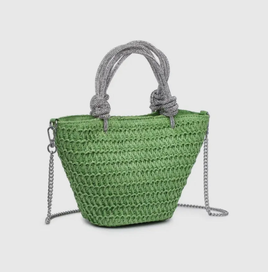 Crystal Mini Straw Tote